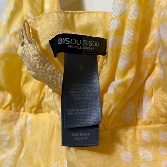 BISOU Bisou Yellow Floral Halter Cotton Dress by Michelle Bohbot Size 8 Y2K - Picture 5 of 7
